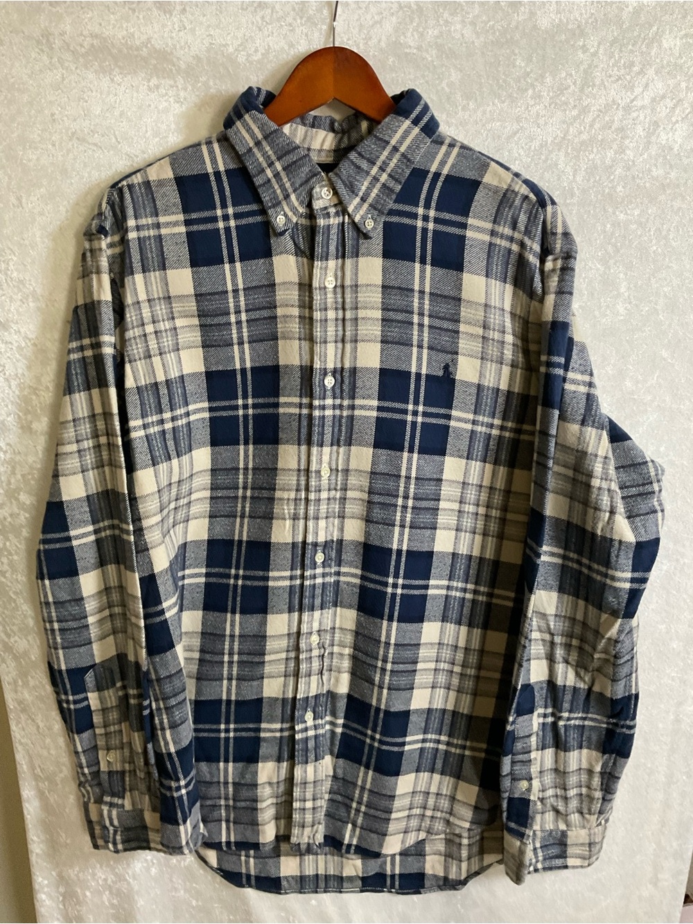 Ralph Lauren Navy and Cream Plaid Button-Down Shirt